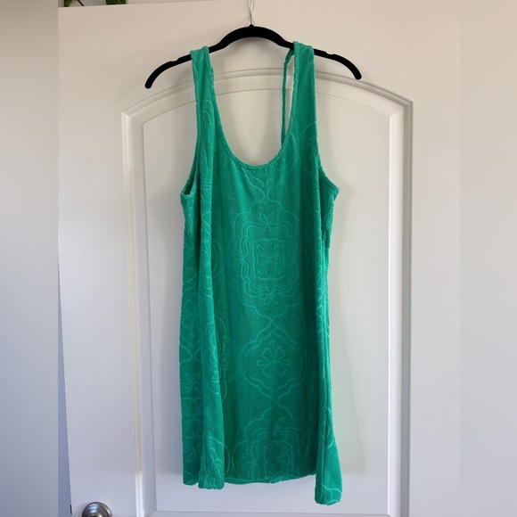 NWT O’Neill Cabana Tile Terry Dress | Kelly Green | Open Back - Picture 4 of 13